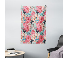 Peony Rose Butterflies Tapestry