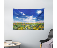 Flowers Cloudy Sky Wide Tapestry