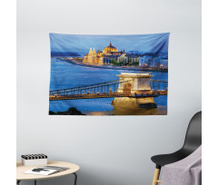 River of Budapest Bridge Wide Tapestry