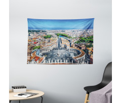 Square in Rome Cityscape Wide Tapestry