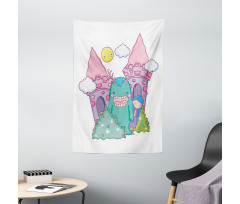 Little Girl Monster Castle Tapestry