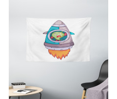 Monster Rocket Space Travel Wide Tapestry