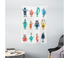 Colorful Monster Graphic Art Tapestry