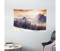 Winter Evening Mountain Wide Tapestry