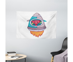 Creature in a Space Rocket Wide Tapestry