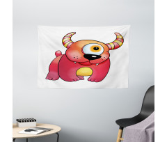 Bizarre Creature with Horns Wide Tapestry