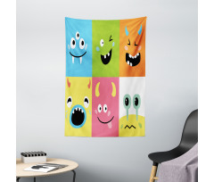 Colorful Blocks Emoticon Tapestry