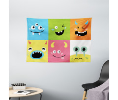 Colorful Blocks Emoticon Wide Tapestry