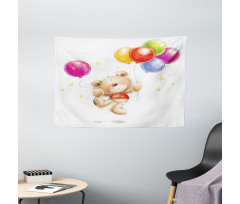 Teddy Bear with Baloon Wide Tapestry