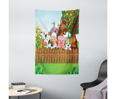 Farm Animals Mascots Tapestry