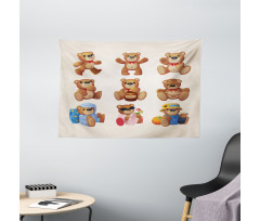 Teddy Bear Kids Design Wide Tapestry