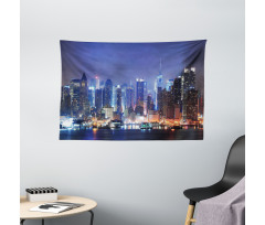 River and Skyline Photo Wide Tapestry