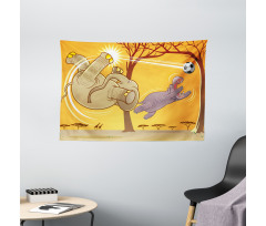 Elephant and Hippo Ball Wide Tapestry