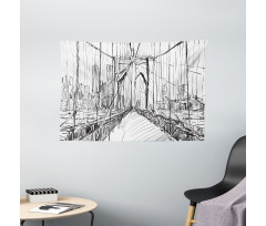 Creative Bridge Drawing Wide Tapestry