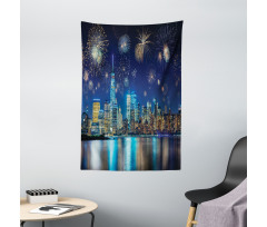 New Year Night Fireworks Tapestry