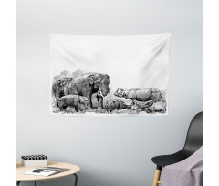 Elephants Wide Tapestry