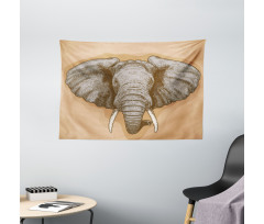 Wild Retro Elephants Wide Tapestry