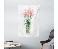 Rose Flower Drawing in Vase Tapestry