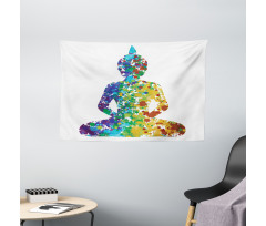 Meditating Silhouette Wide Tapestry