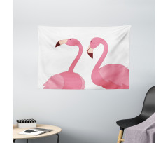 Exotic Pink Birds Animals Wide Tapestry