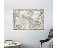 Retro Old America Map Wide Tapestry