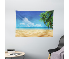 Tropical Leaves Beach Wide Tapestry