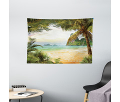 Palm Coconut Trees Beach Wide Tapestry