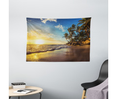 Exotic Beach Sunset Wide Tapestry