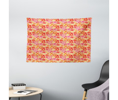 Graphical Petals and Leaves Wide Tapestry