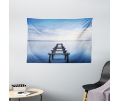 Old Jetty Blue Sky Wide Tapestry