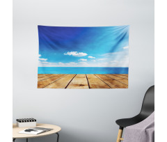 Seascape Cloudy Beach Wide Tapestry