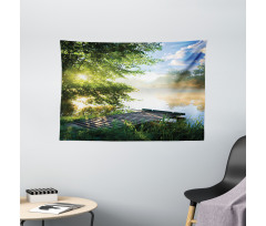 Fishing Pier by River Wide Tapestry
