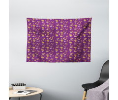 Flowers Leaves and Fruits Wide Tapestry