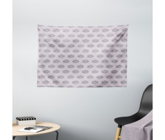 Hand Drawn Flowers and Dots Wide Tapestry