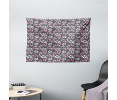 Floral Themed Shapes Art Wide Tapestry