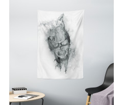 Smoky Skull Grungy Art Tapestry