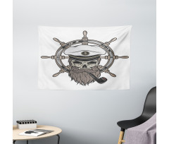 Captain Pirate Skeleton Wide Tapestry