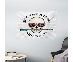 Hipster Skull Pop Art Wide Tapestry