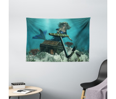 Ocean Mythical Pirate Wide Tapestry