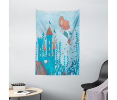 Cartoon Castle Corals Tapestry