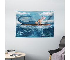 Mythical Sea Graphic Wide Tapestry
