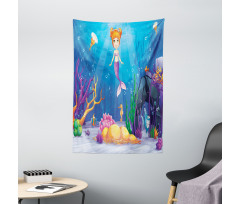 Cartoon Mermaid Fish Tapestry