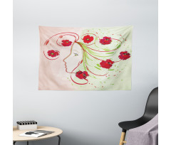 Watercolor Poppy Wide Tapestry