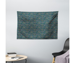 Vintage Muted Tone Leaves Wide Tapestry