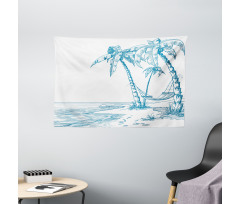 Palm Trees at Beach Wide Tapestry