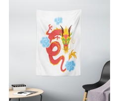 Swirling Clouds Angry Dragon Tapestry