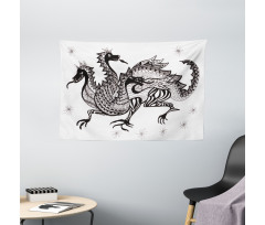 3 Headed Wild Character Wide Tapestry