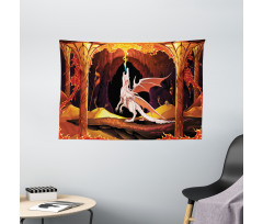 Dangerous Reptile in a Cave Wide Tapestry