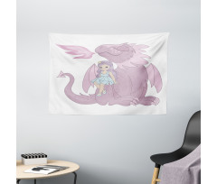 Princess Sitting on Creature Wide Tapestry