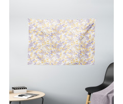 Pastel Tone Flowers Leaves Wide Tapestry